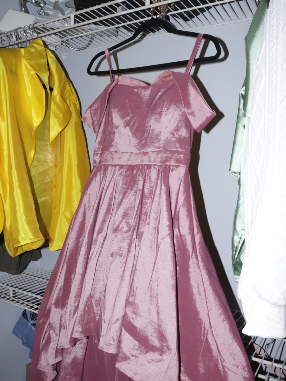 Pink Party Dress with Off-Shoulder Straps